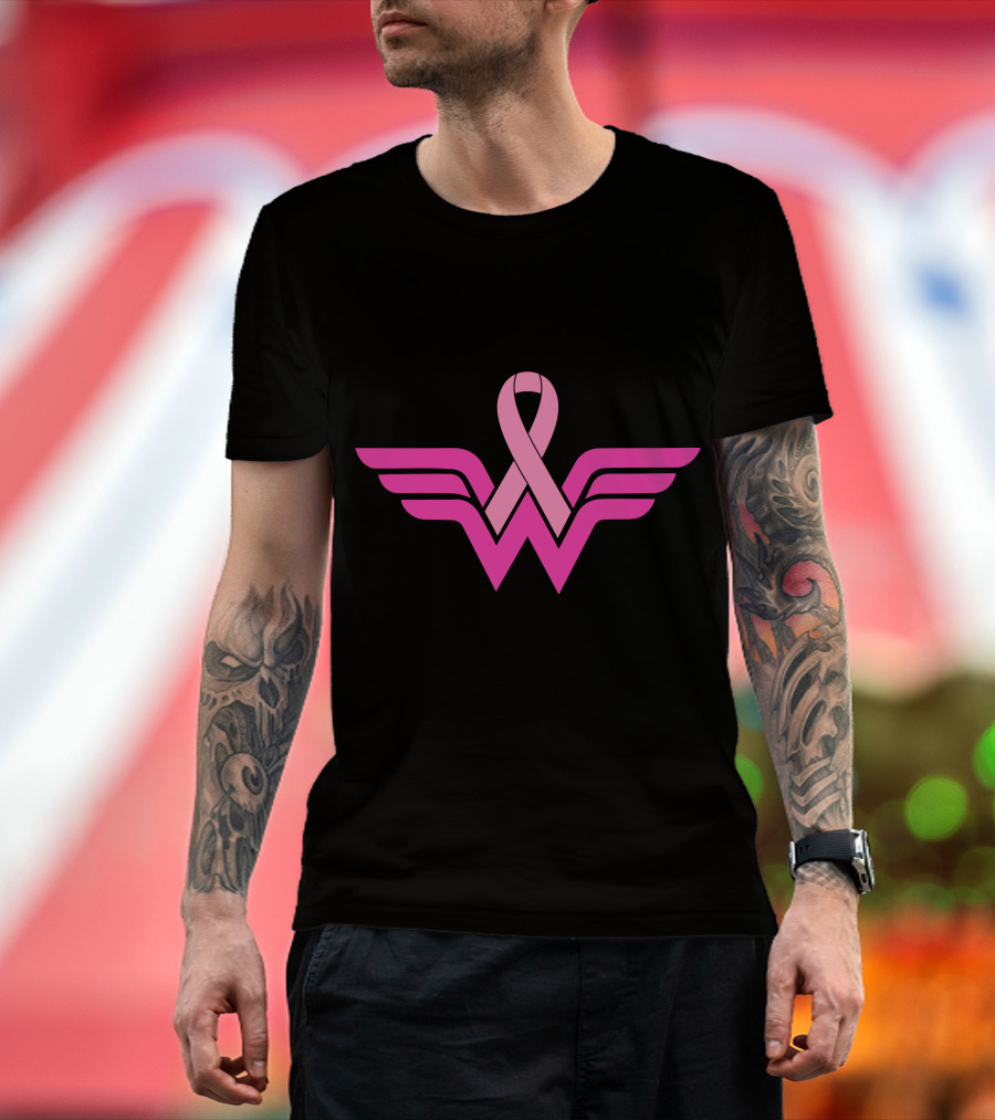 Wonder Woman Breast Cancer Awareness Ribbon T-Shirt