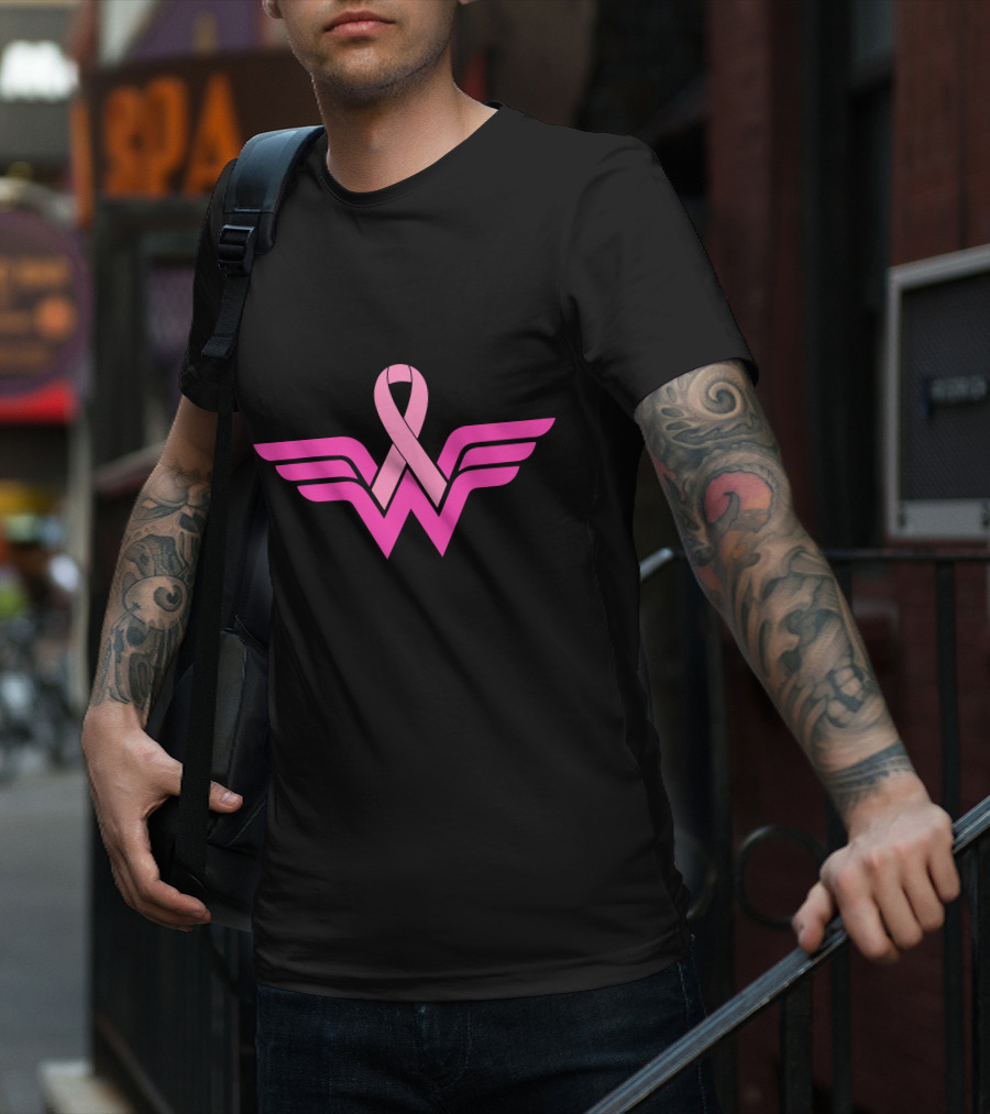 Wonder Woman Breast Cancer Awareness Ribbon T-Shirt