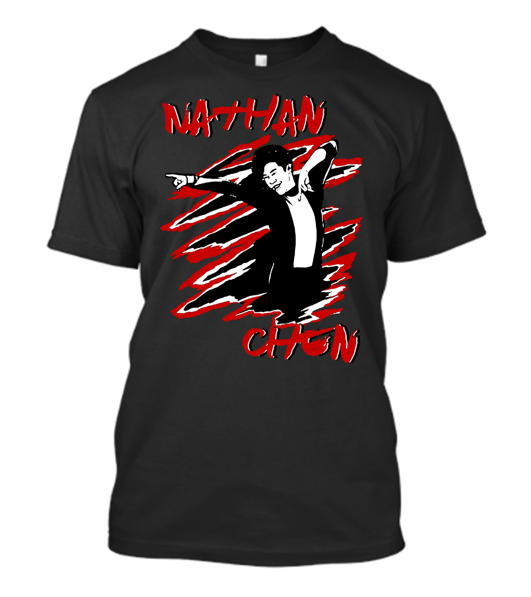 Nathan Chen Dynamic Pose Red And Black T-Shirt