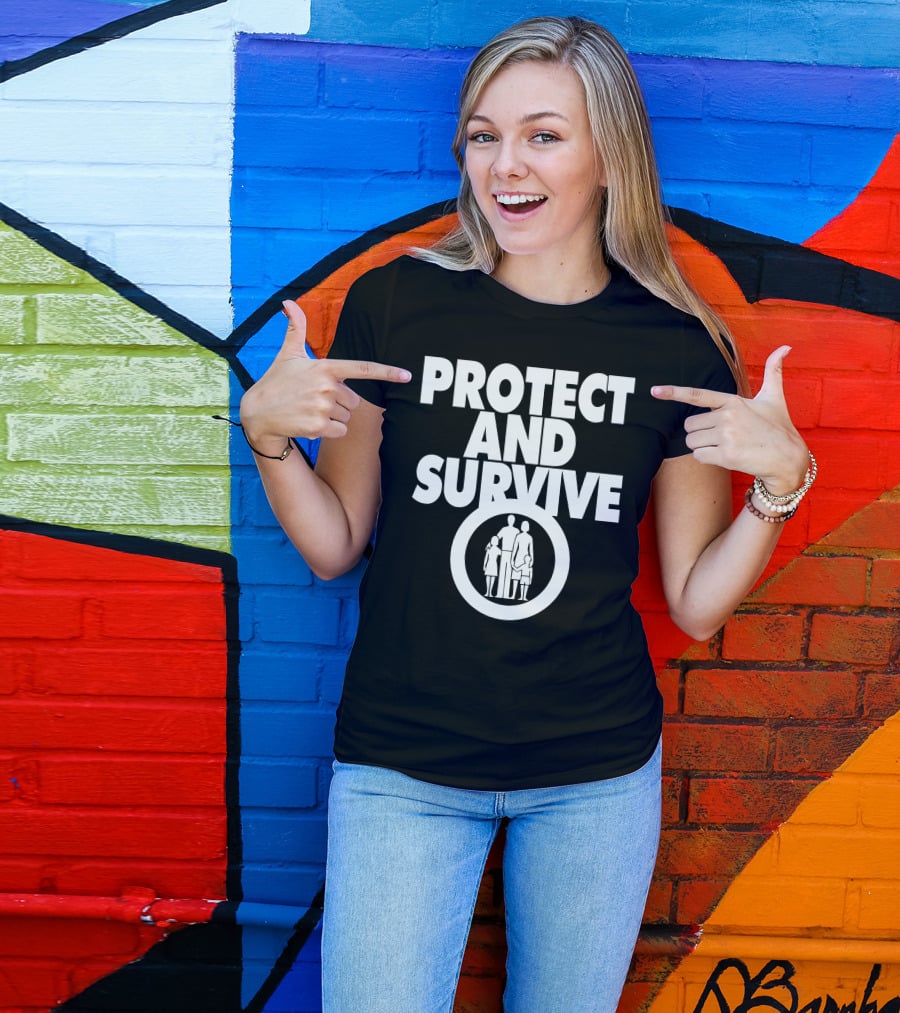 Protect And Survive Family Silhouette In Circle T-Shirt