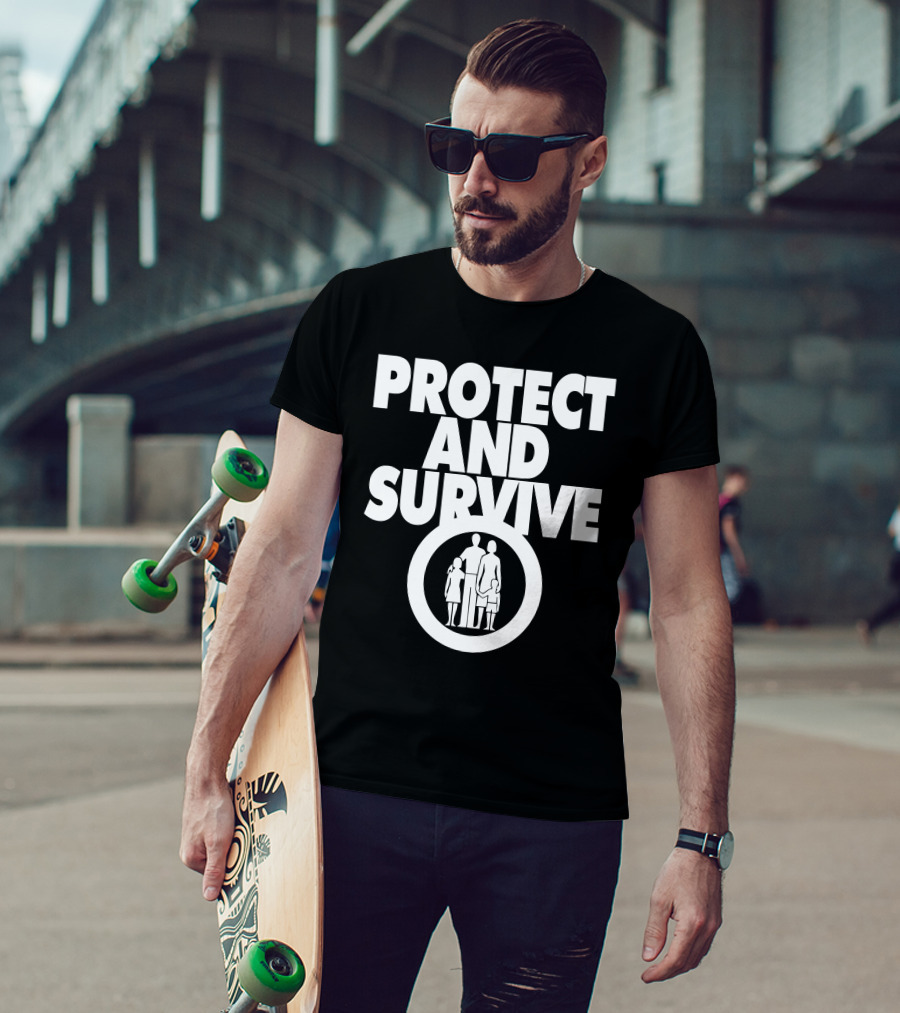 Protect And Survive Family Silhouette In Circle T-Shirt