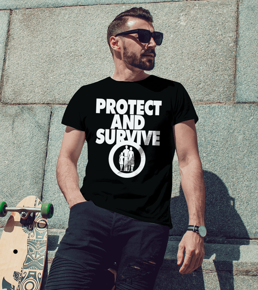 Protect And Survive Family Silhouette In Circle T-Shirt
