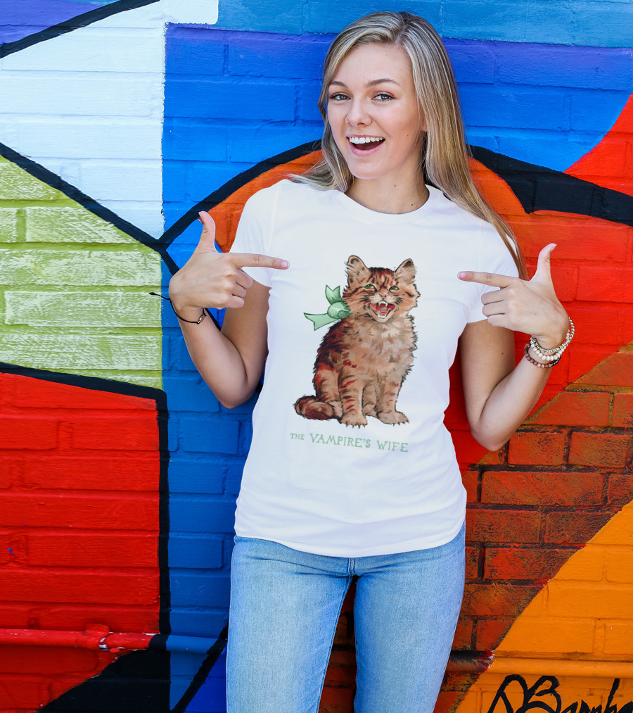 The Vampire's Wife Smiling Cat With Green T-Shirt