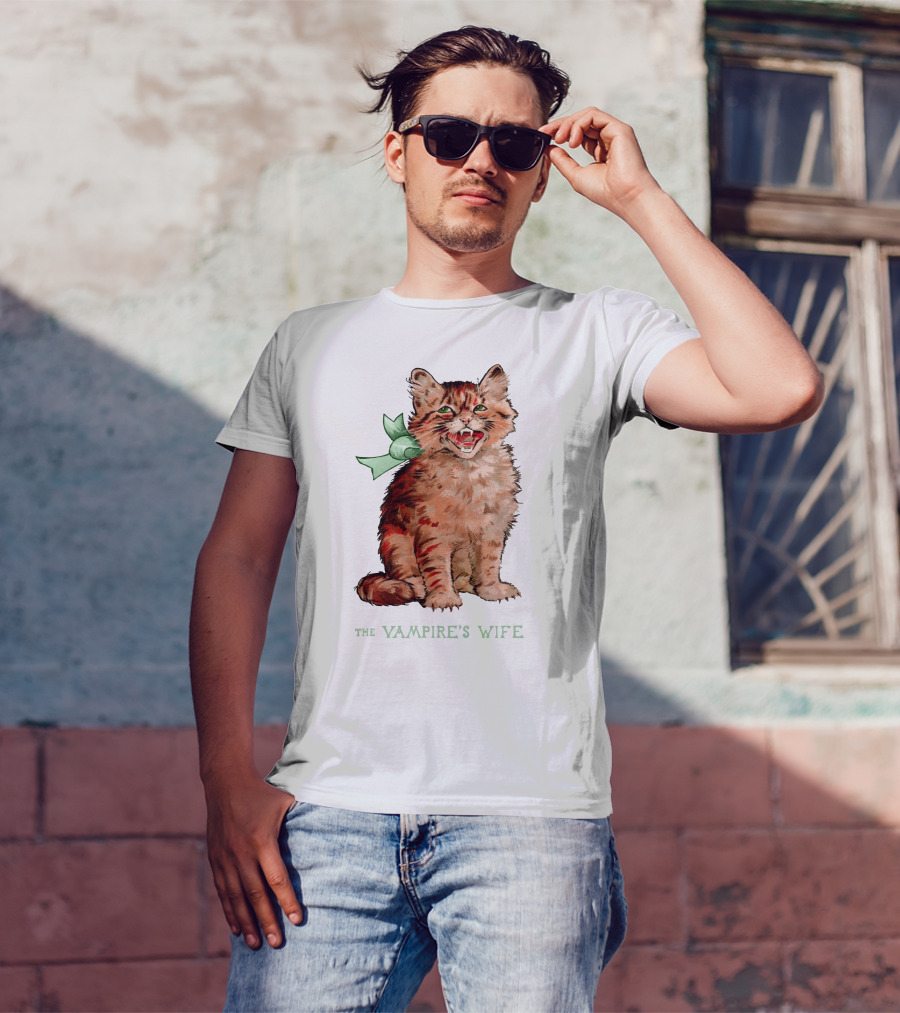 The Vampire's Wife Smiling Cat With Green T-Shirt