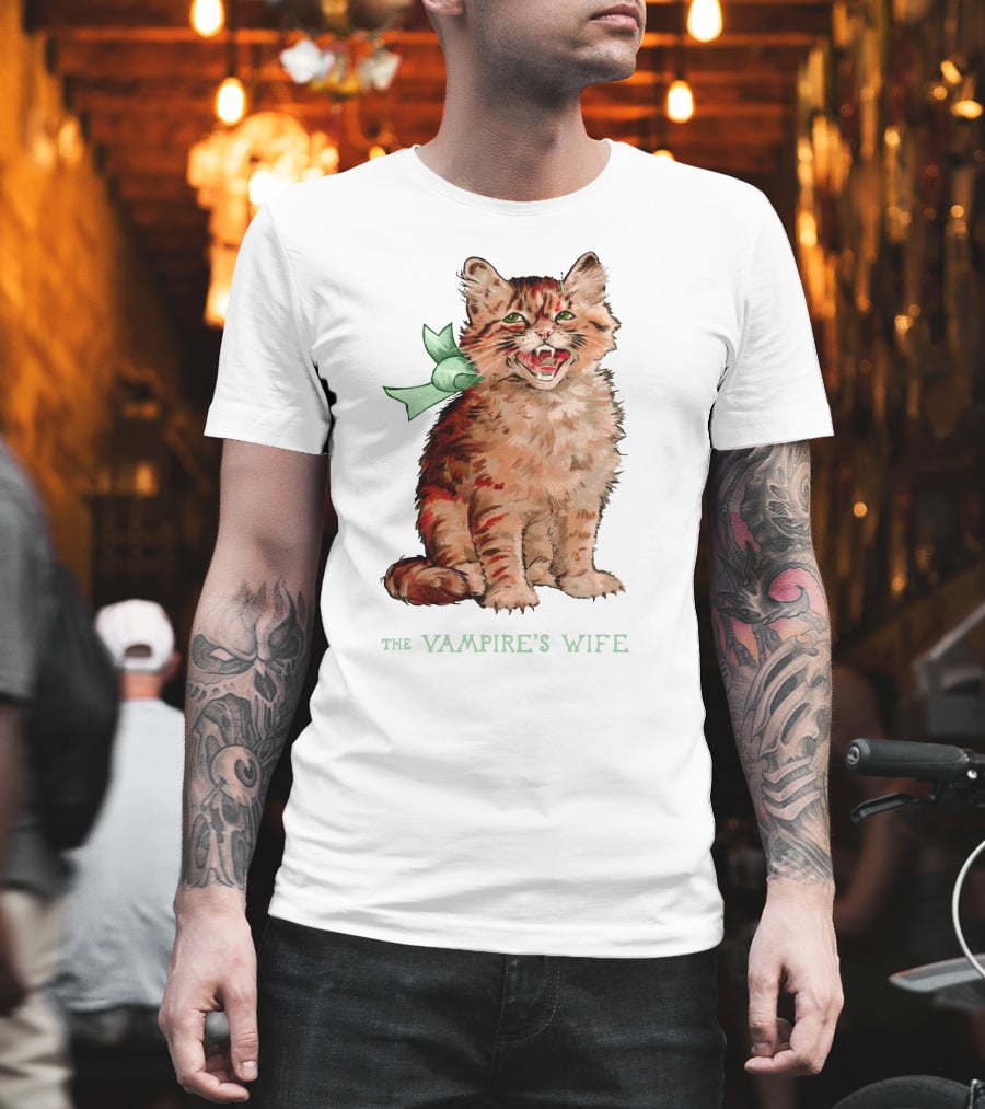 The Vampire's Wife Smiling Cat With Green T-Shirt