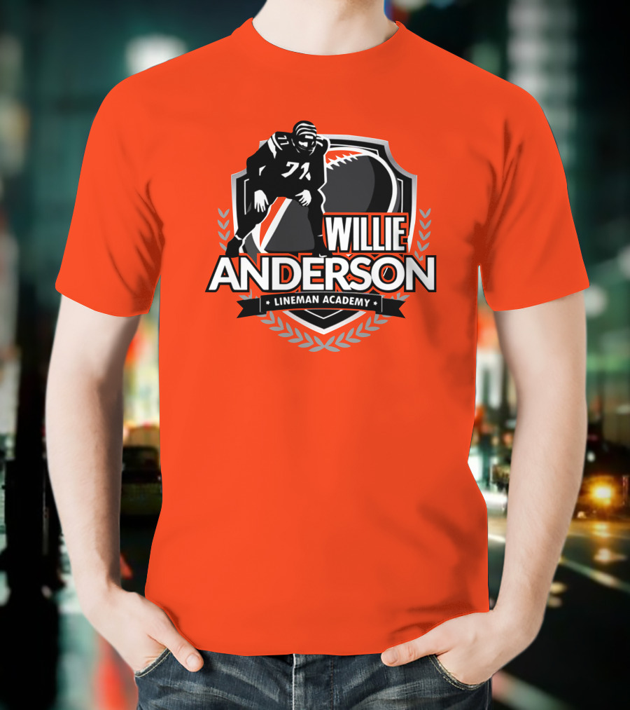 Willie Anderson Lineman Academy Football Shield T-Shirt