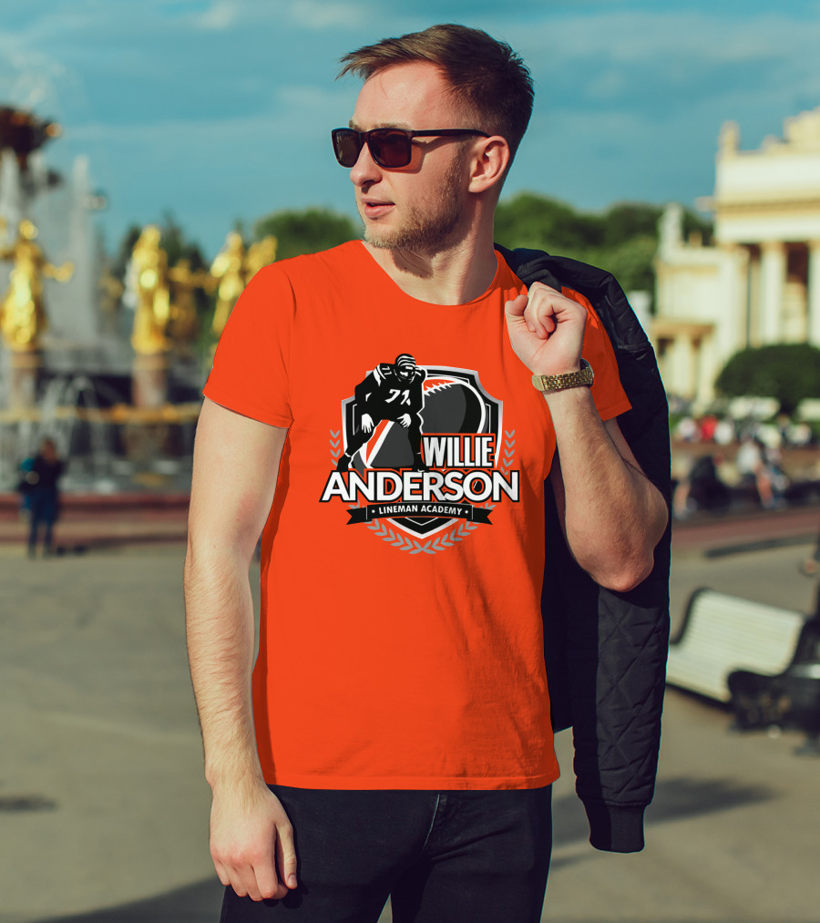 Willie Anderson Lineman Academy Football Shield T-Shirt