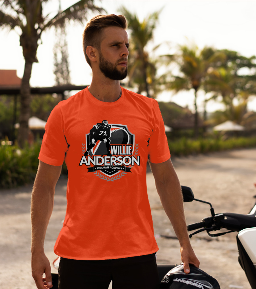 Willie Anderson Lineman Academy Football Shield T-Shirt