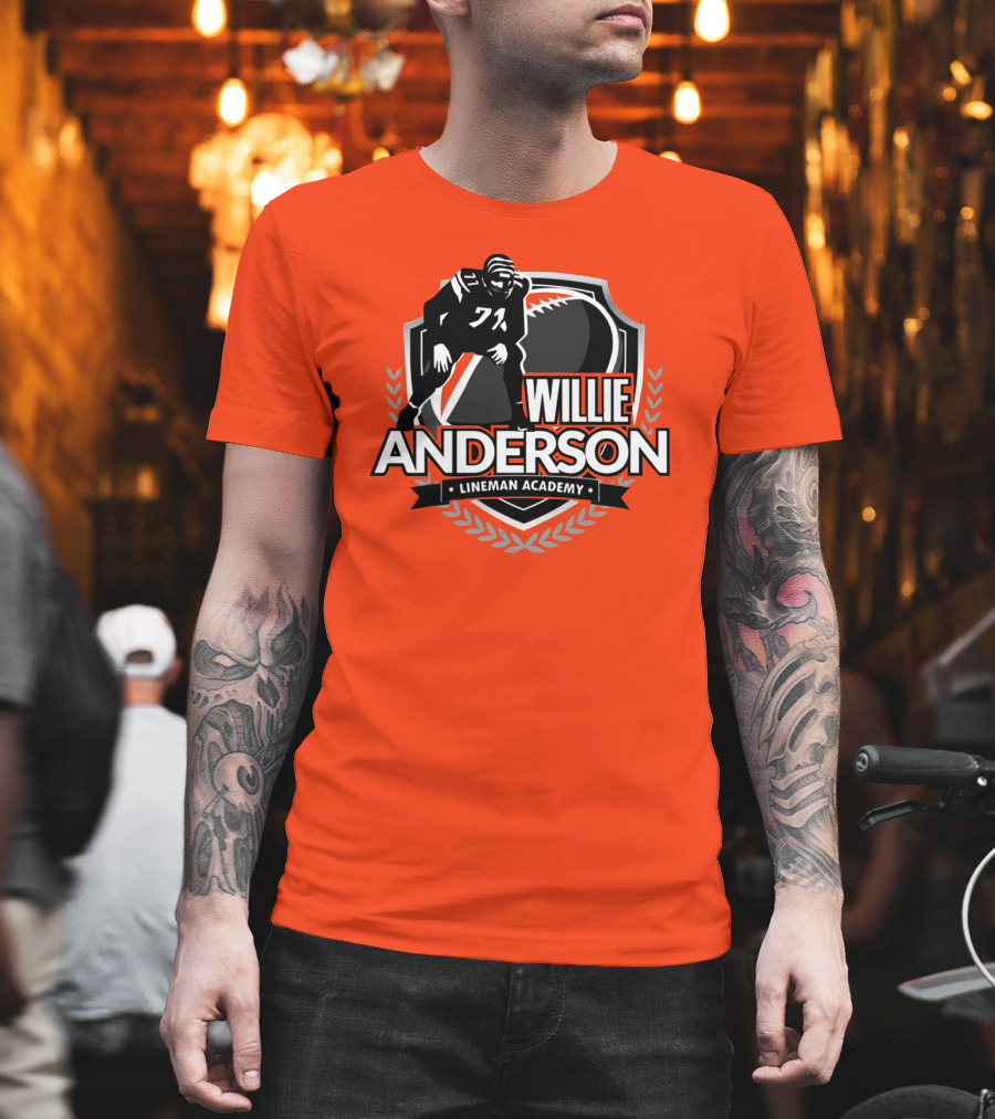 Willie Anderson Lineman Academy Football Shield T-Shirt