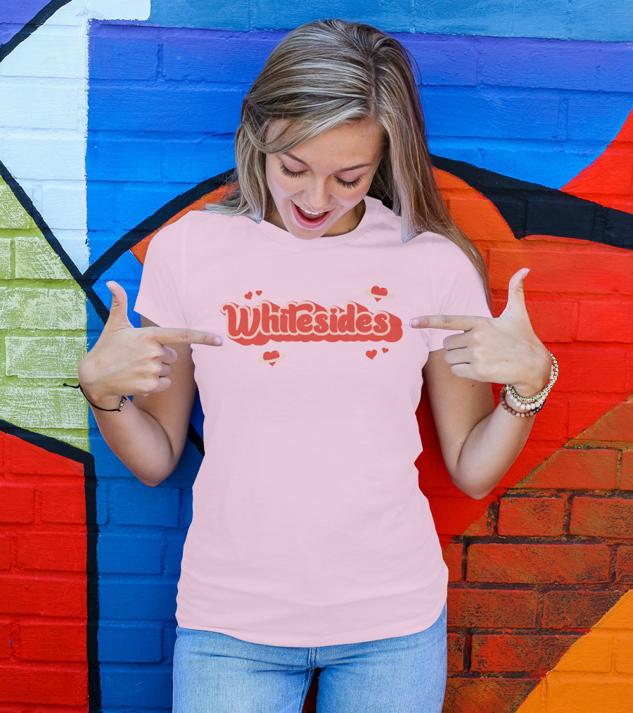Whitesides Red Heart Design Pink Background T-Shirt