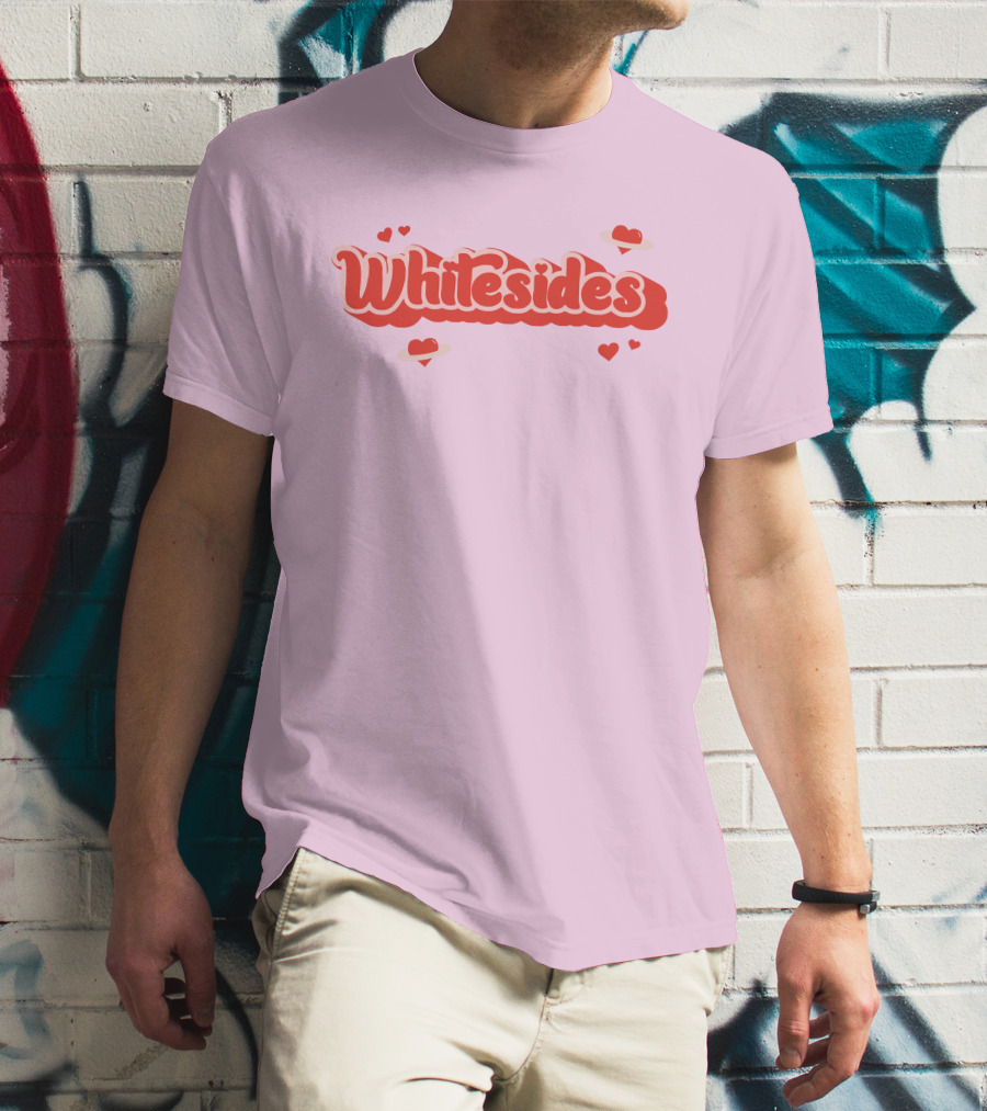 Whitesides Red Heart Design Pink Background T-Shirt