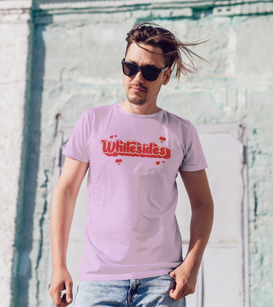 Whitesides Red Heart Design Pink Background T-Shirt