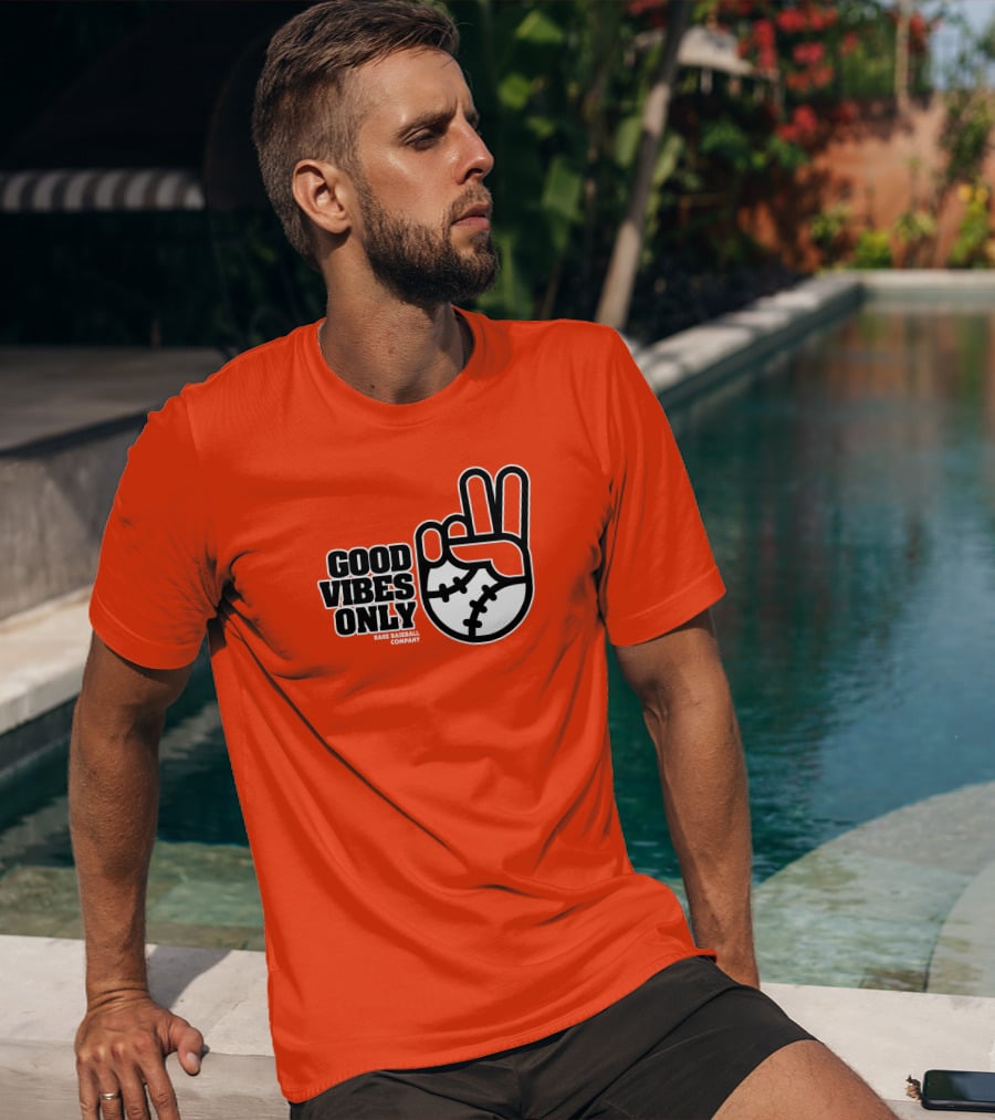 Good Vibes Only Peace Baseball Rake Baseball Company T-Shirt