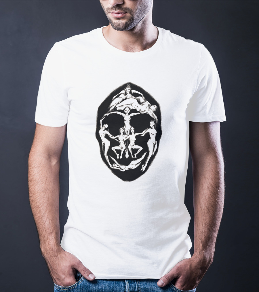 Dali Recreation Skull Illusion Formed By Human Figures T-Shirt