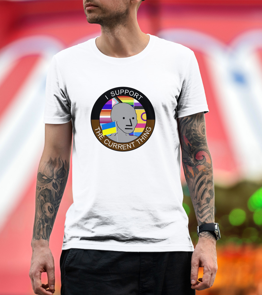 Elon Musk I Support The Current Thing NPC Meme Flag Circle T-Shirt