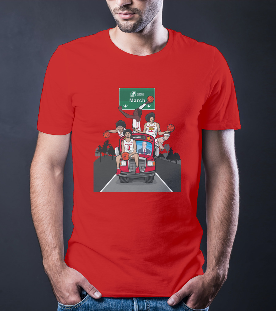 Scarlet Knights March Madness Bus Basketball Scene T-Shirt