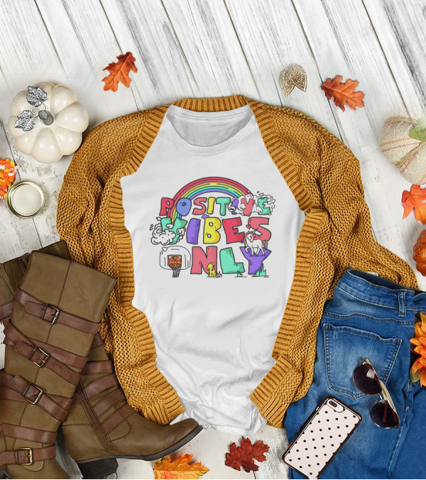 Positive Vibes Only Rainbow Basketball Big Cat Bet 100 T-Shirt