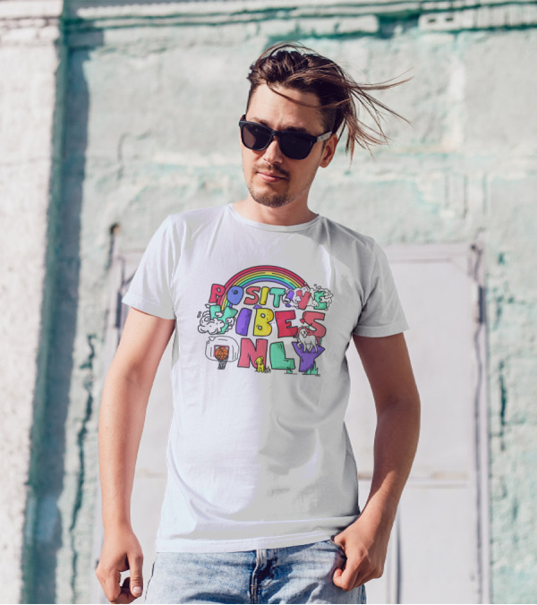 Positive Vibes Only Rainbow Basketball Big Cat Bet 100 T-Shirt
