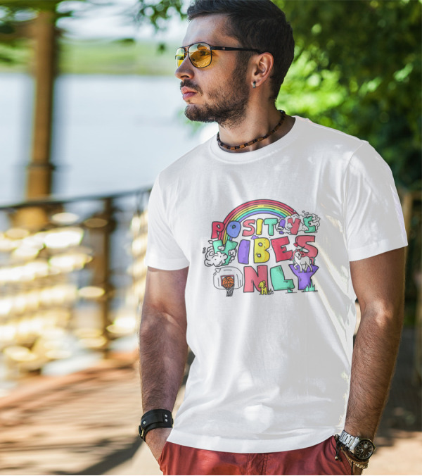Positive Vibes Only Rainbow Basketball Big Cat Bet 100 T-Shirt