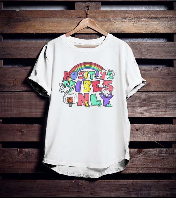 Positive Vibes Only Rainbow Basketball Big Cat Bet 100 T-Shirt