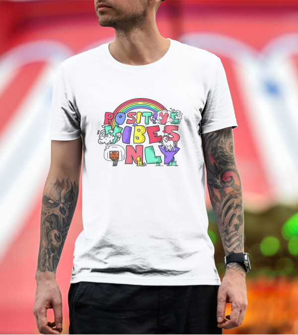 Positive Vibes Only Rainbow Basketball Big Cat Bet 100 T-Shirt