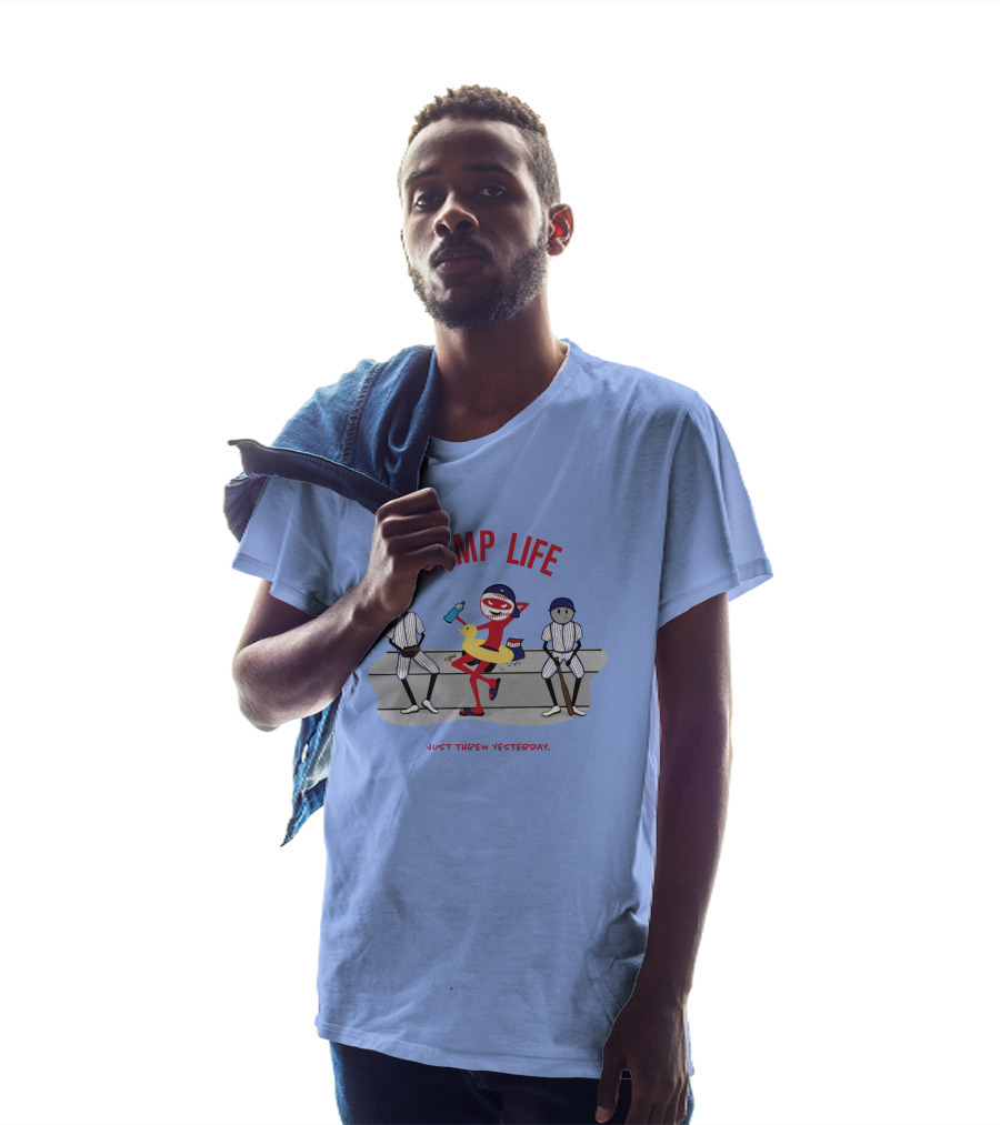 Bump Life Just Threw Yesterday Rob Friedman Baseball Humor Bench Scene T-Shirt