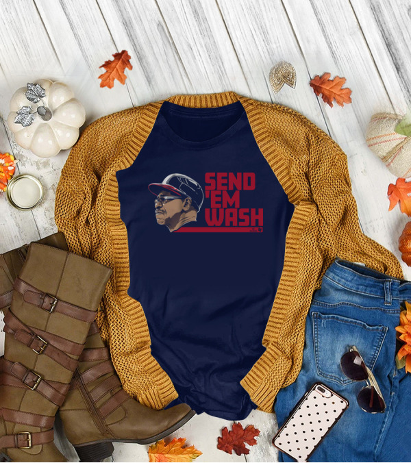 Ben Verlander Wearing Send 'Em Wash Ron Washington Flippin' Bats Podcast T-Shirt