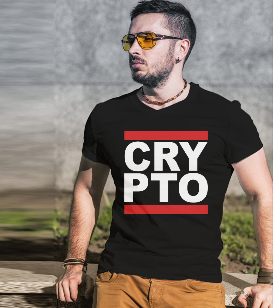 CRYPTO Bold Text Red Accents T-Shirt
