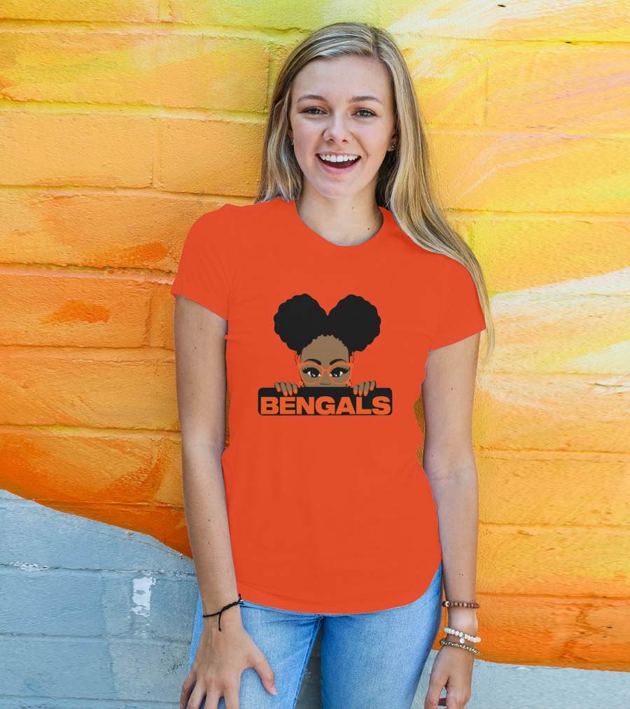 Rare Tagz Merch Bengals Girls Bengals Fanatic Afro T-Shirt
