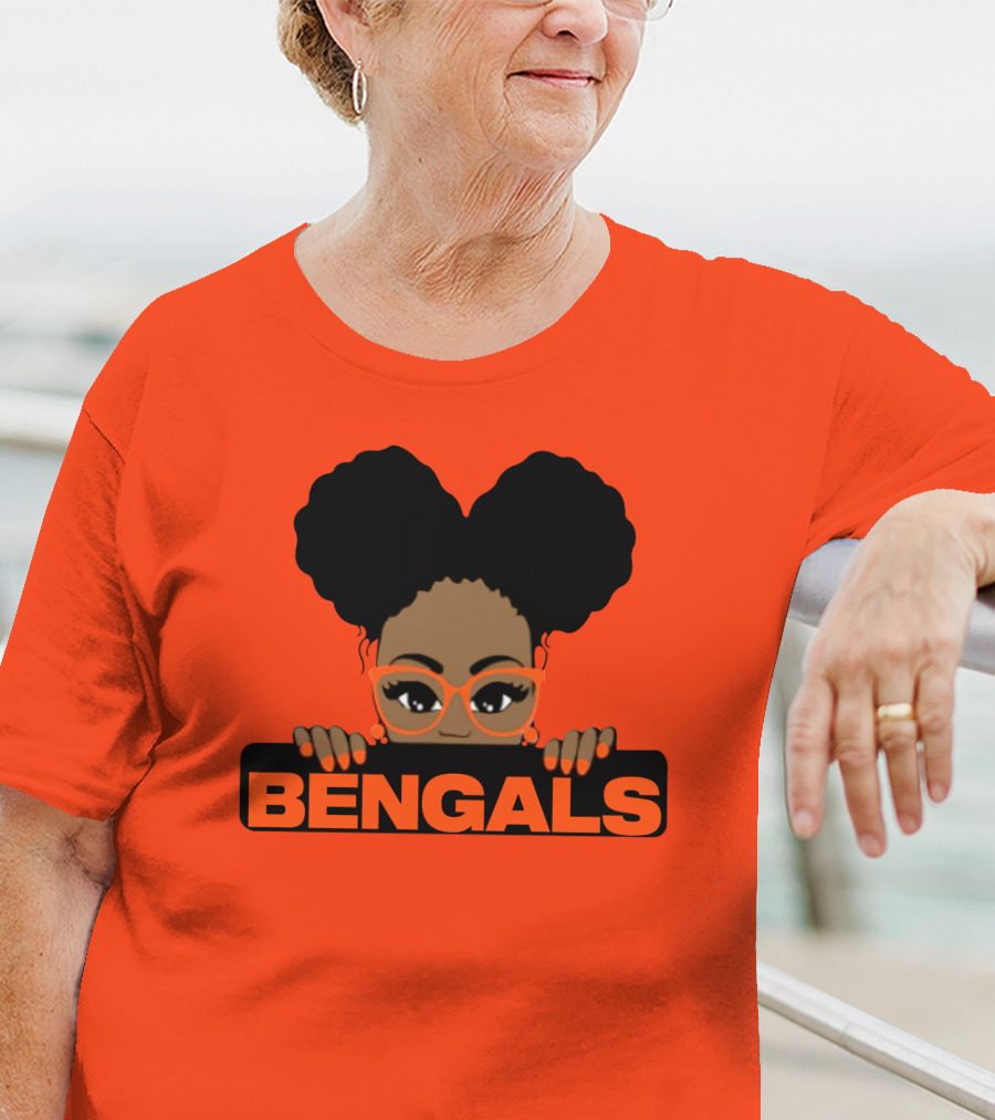 Rare Tagz Merch Bengals Girls Bengals Fanatic Afro T-Shirt