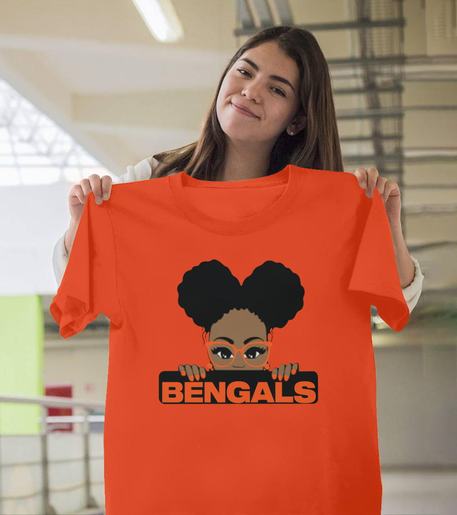 Rare Tagz Merch Bengals Girls Bengals Fanatic Afro T-Shirt