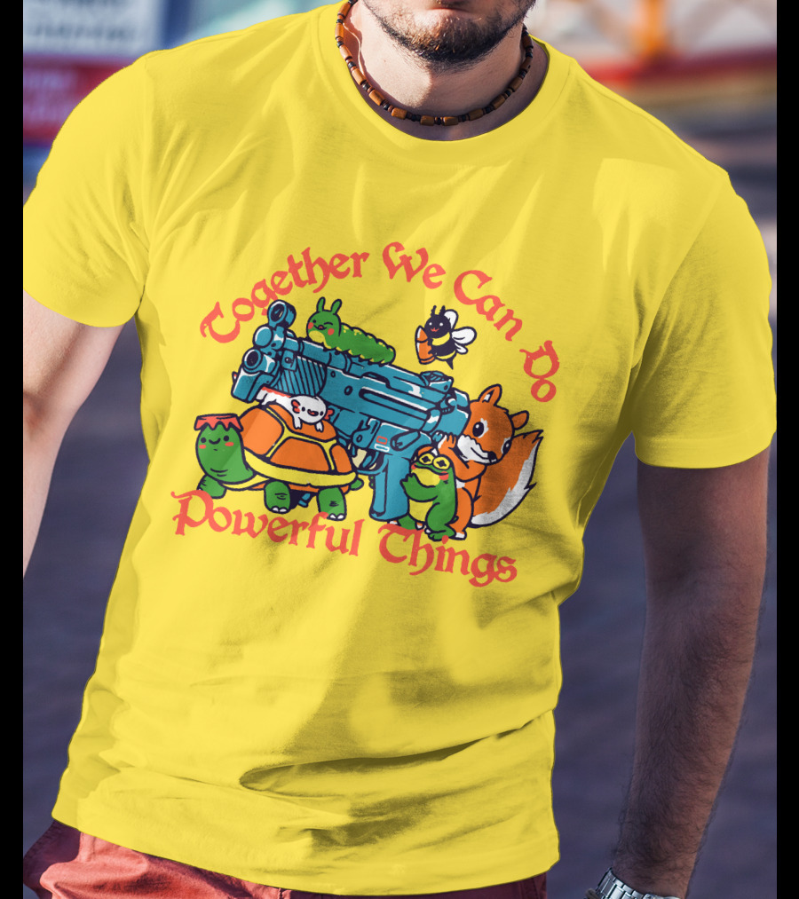 Together We Can Do Powerful Things Animals And Blue Water Gun T-Shirt