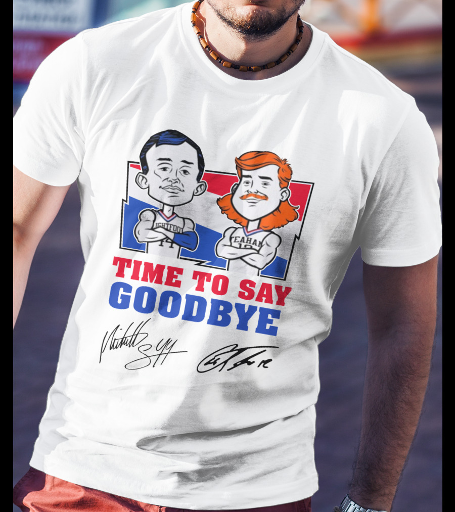 Mitch And Teahan Time To Say Goodbye Signatures And Cartoon Characters T-Shirt