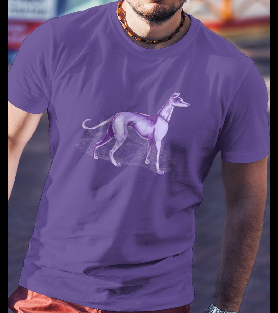 The One Purple Dog Silhouette Standing On A Purple Background T-Shirt