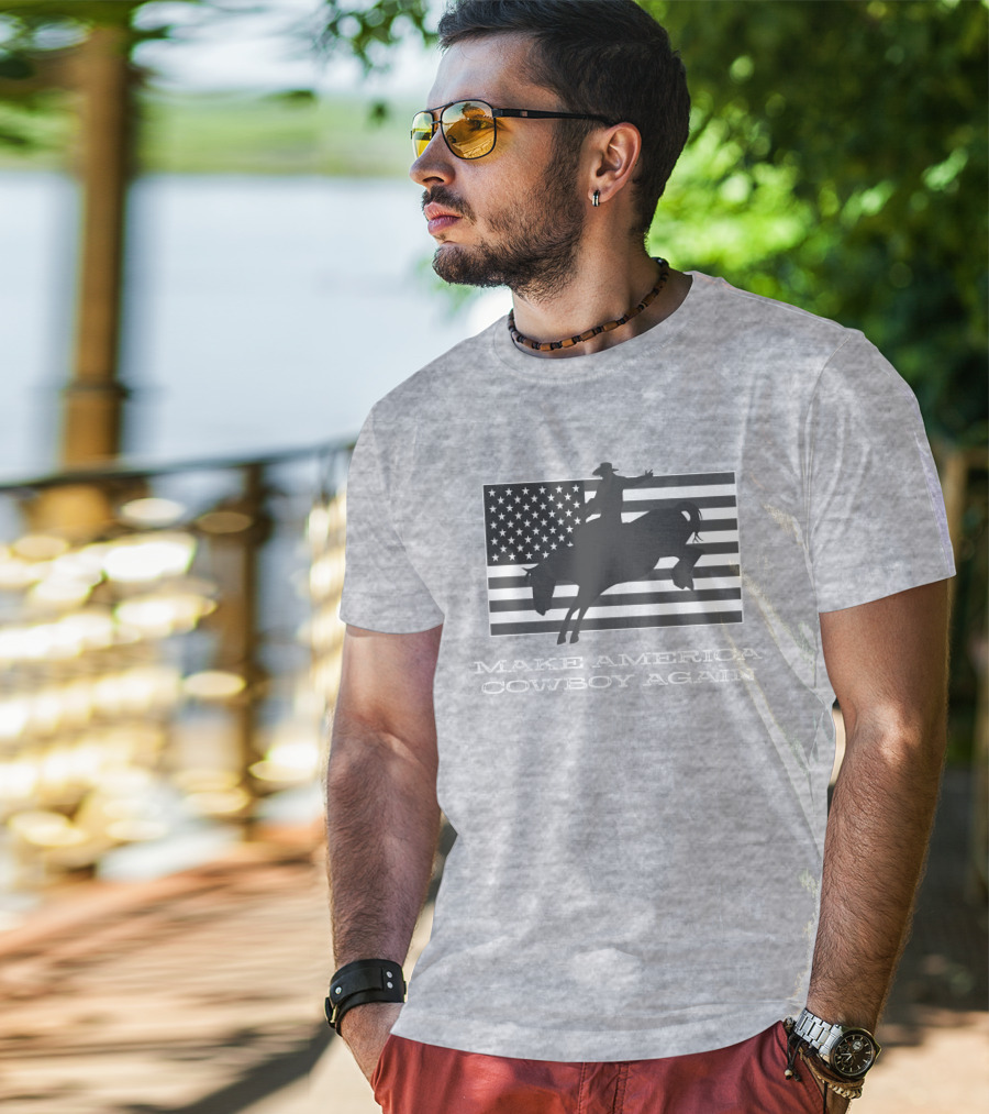 Brittanyandkasi X Kasi Brittany Make America Cowboy Again Riding Silhouette Flag T-Shirt