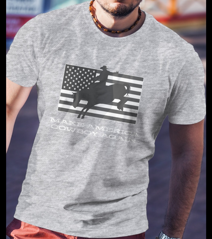 Brittanyandkasi X Kasi Brittany Make America Cowboy Again Riding Silhouette Flag T-Shirt