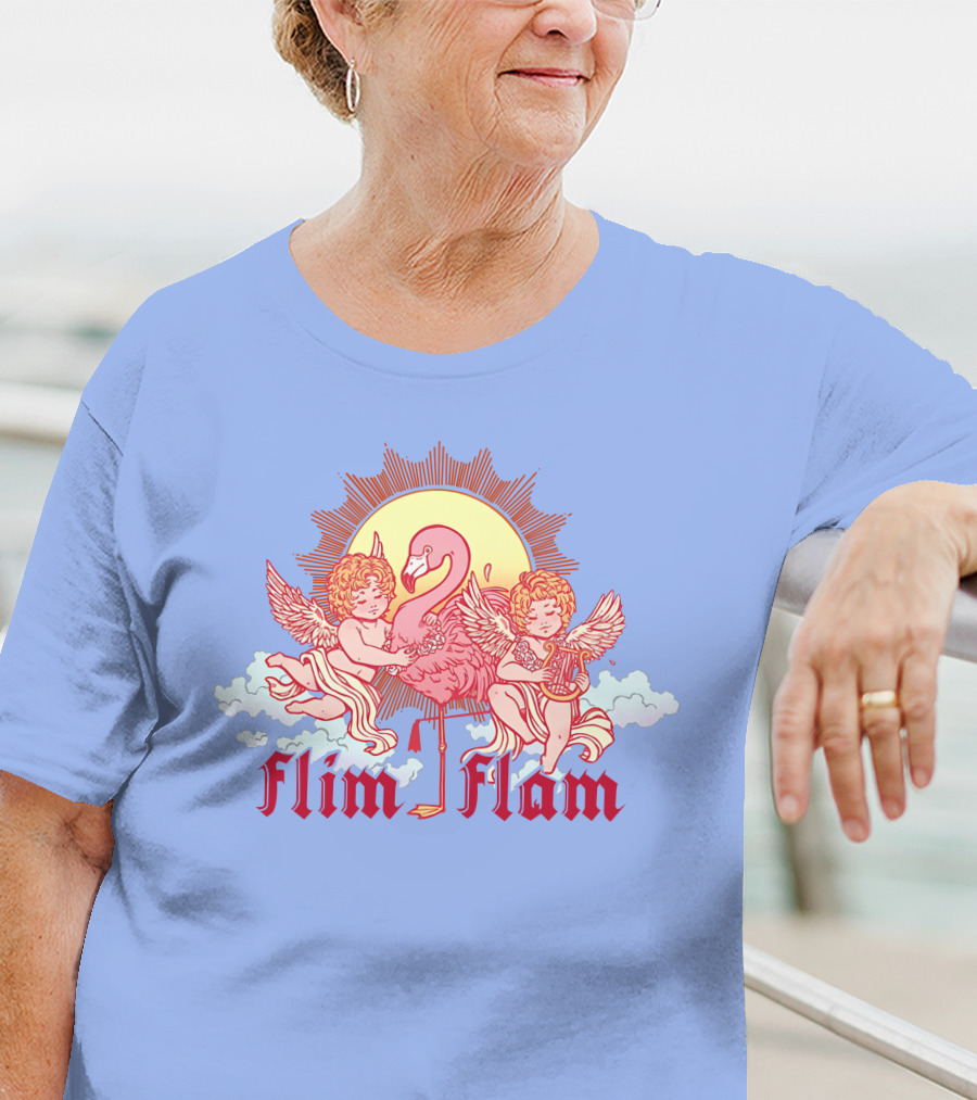 Albertsstuff Flim Flam Flamingo Cherubs Sun Cloud T-Shirt