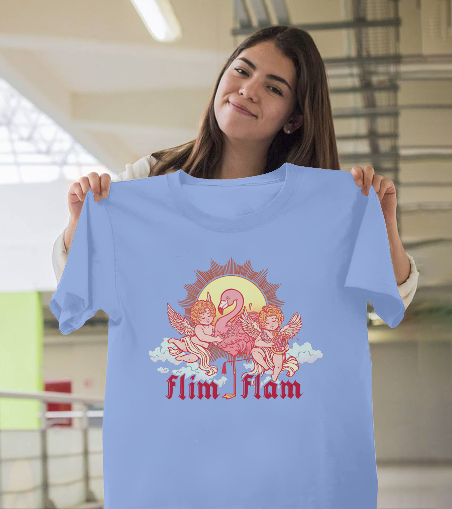 Albertsstuff Flim Flam Flamingo Cherubs Sun Cloud T-Shirt