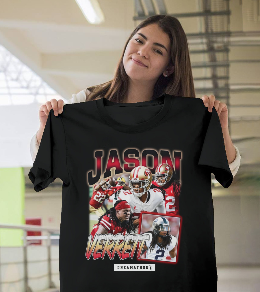 Jason Verrett Dreamathon San Francisco Football Collage T-Shirt
