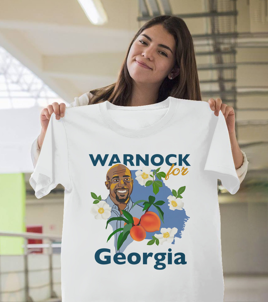Warnock For Georgia Raphael Warnock Peaches And Blossoms T-Shirt