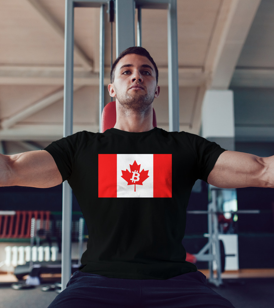 Bitcoin Canada Maple Leaf Flag Red 2 T-Shirt