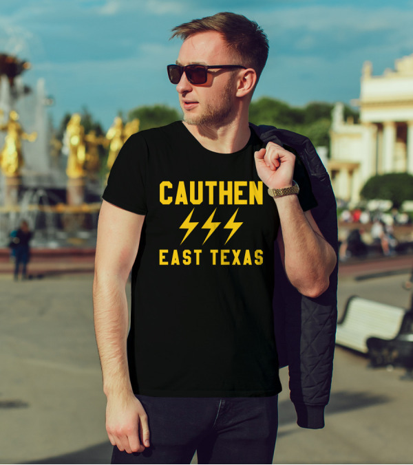 Cauthen East Texas Lightning Bolt Motif T-Shirt
