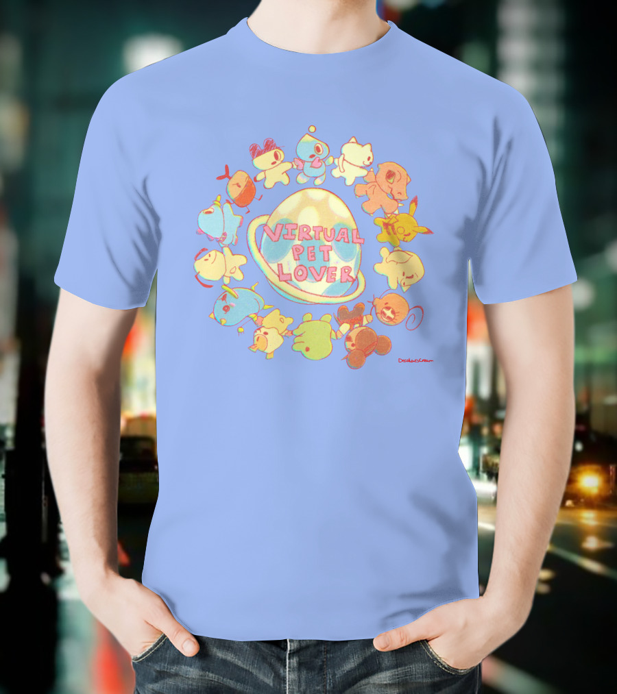 Virtual Pet Lover Colorful Cute Characters Circle T-Shirt