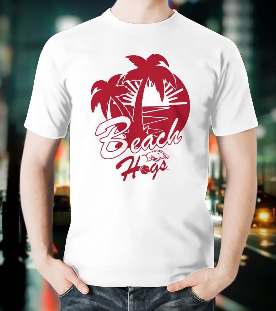 Beach Hogs Palms Sunset Razorbacks T-Shirt