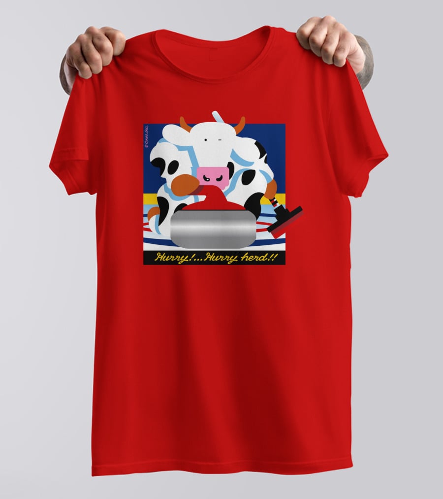 Hurry Hurry Herd Cow Curling Sweep T-Shirt
