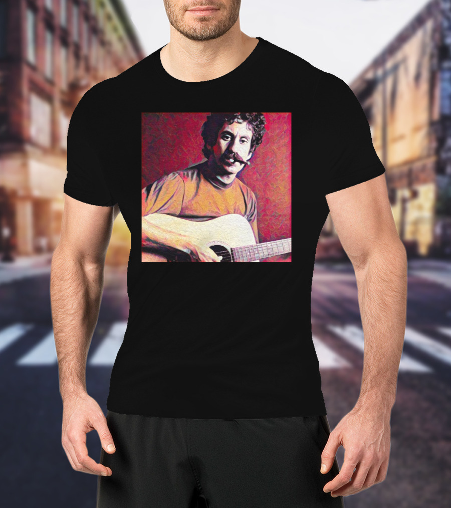 Jim Croce Playing Acoustic Guitar T-Shirt