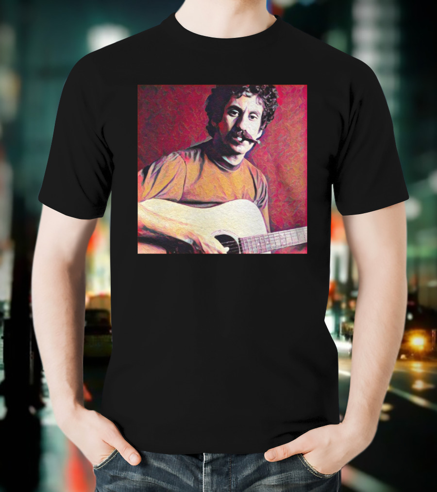 Jim Croce Playing Acoustic Guitar T-Shirt