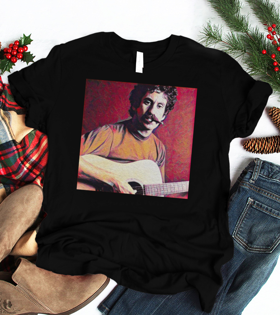 Jim Croce Playing Acoustic Guitar T-Shirt