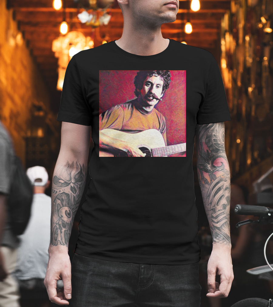 Jim Croce Playing Acoustic Guitar T-Shirt
