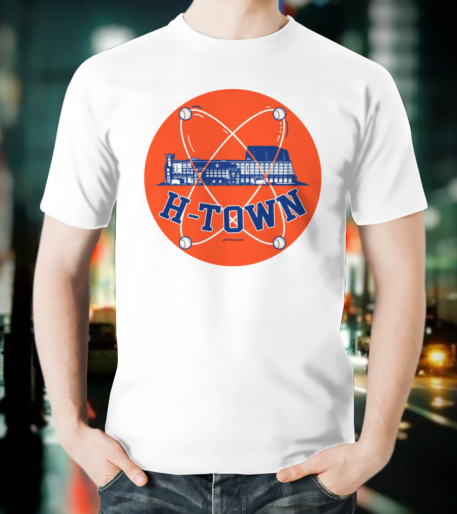 H-Town D-Texan Baseball Landmark Iconography T-Shirt